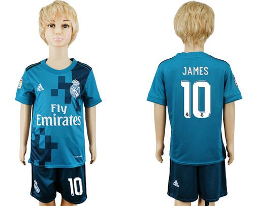 Real Madrid #10 James Sec Away Kid Soccer Club Jersey